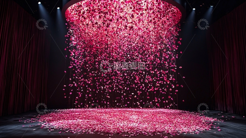 高清大图下载【趣麦麦图】粉色花瓣倾泻舞台