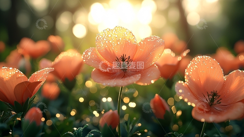 高清大图下载【趣麦麦图】橙色花朵阳光洒落