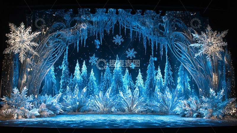 高清大图下载【趣麦麦图】冰雪主题舞台背景