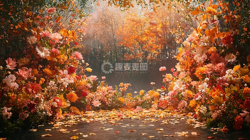 高清大图下载【趣麦麦图】鲜花盛开的花园小路