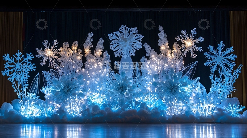 高清大图下载【趣麦麦图】冰雪主题舞台背景