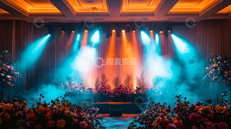 高清大图下载【趣麦麦图】舞台灯光鲜花布置