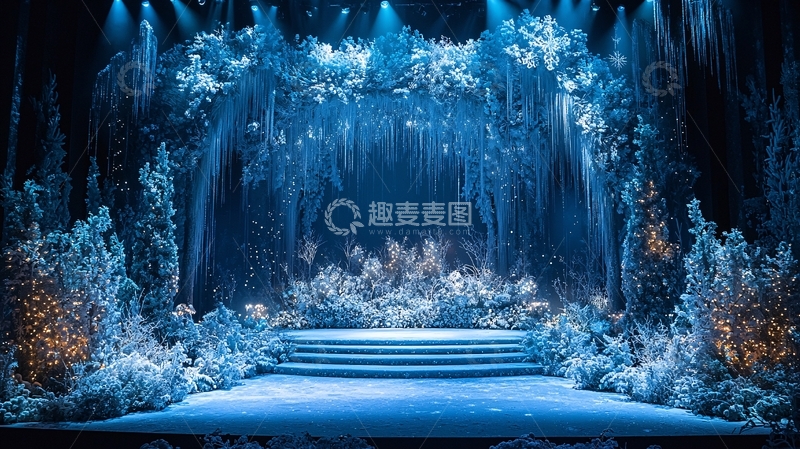 高清大图下载【趣麦麦图】冰雪主题舞台背景