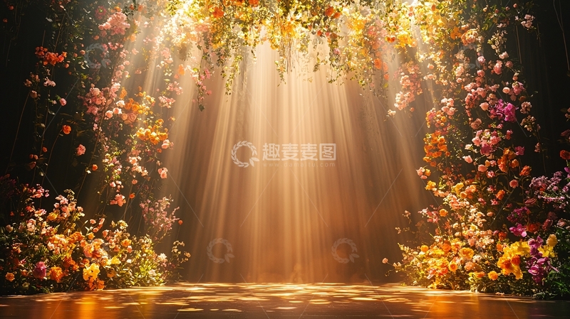 高清大图下载【趣麦麦图】光线穿过花丛的梦幻场景