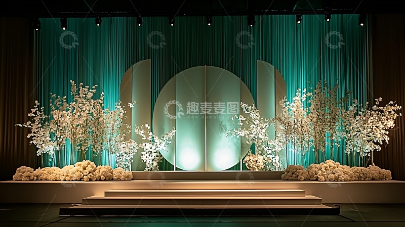 高清大图下载【趣麦麦图】浅绿色背景的舞台