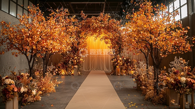 高清大图下载【趣麦麦图】金色树木构成的浪漫通道