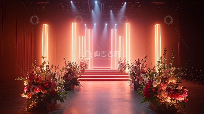 高清大图下载【趣麦麦图】舞台灯光鲜花装饰