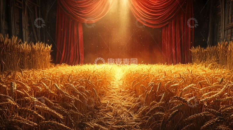 高清大图下载【趣麦麦图】金色麦田舞台背景