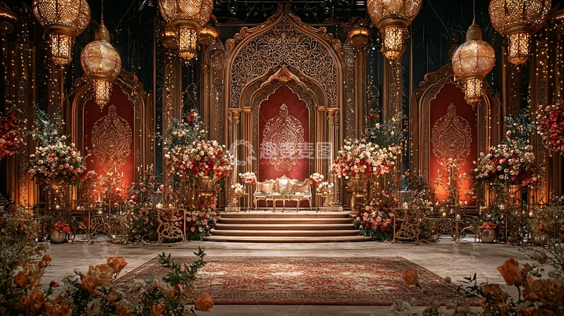 高清大图下载【趣麦麦图】金色奢华的舞台背景