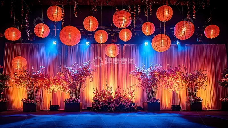 高清大图下载【趣麦麦图】喜庆舞台灯笼装饰