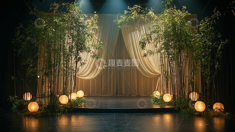 高清大图下载【趣麦麦图】舞台绿植灯笼装饰