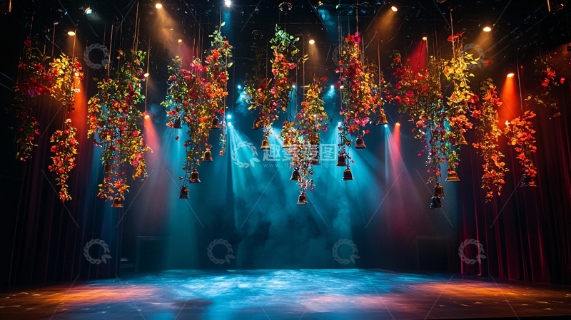 高清大图下载【趣麦麦图】舞台上鲜艳花蔓与灯光