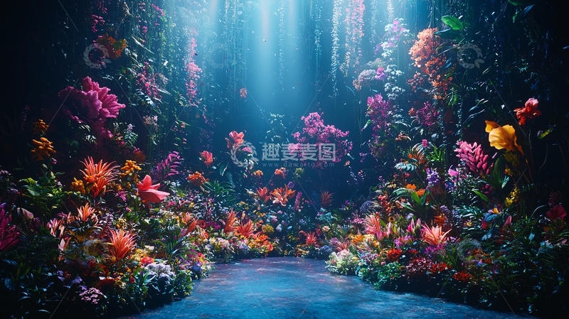 高清大图下载【趣麦麦图】鲜花簇拥的小径