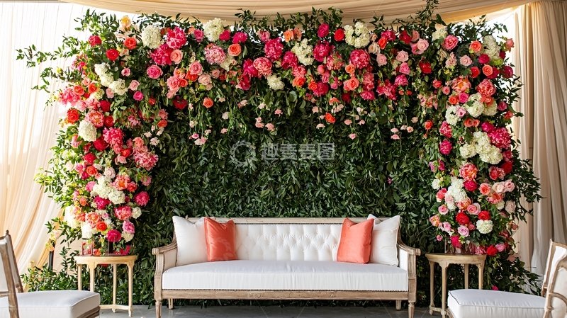 高清大图下载【趣麦麦图】鲜花装饰的婚礼背景墙