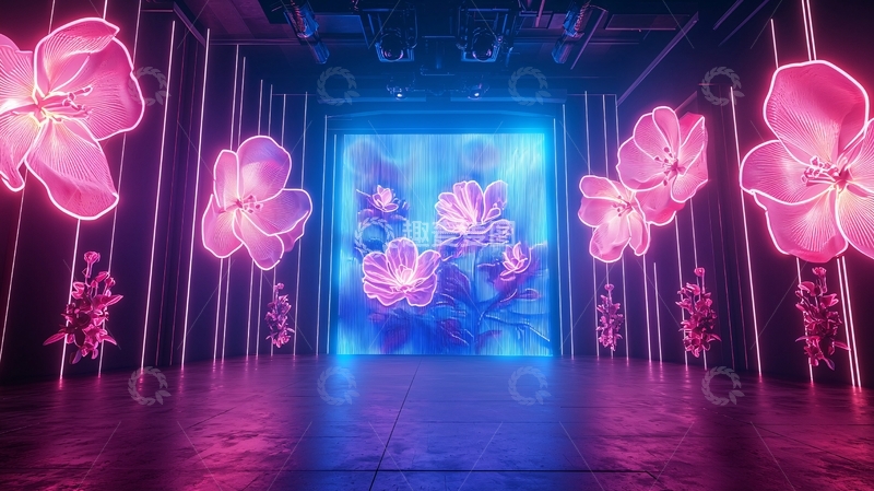 高清大图下载【趣麦麦图】霓虹花卉背景