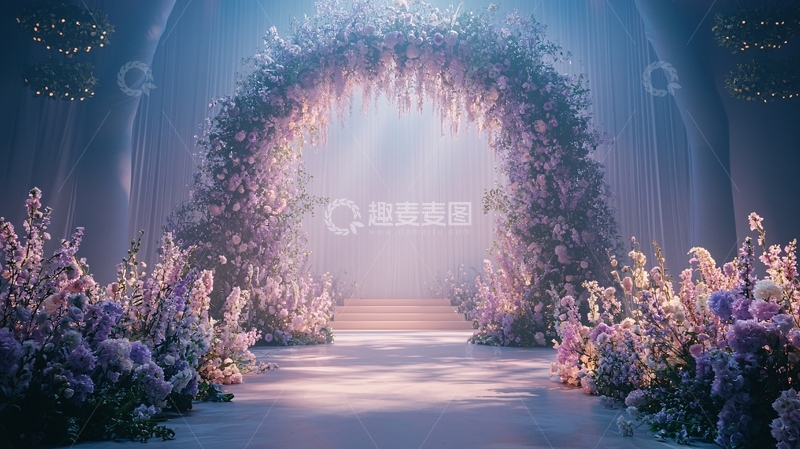 高清大图下载【趣麦麦图】梦幻花卉拱门背景