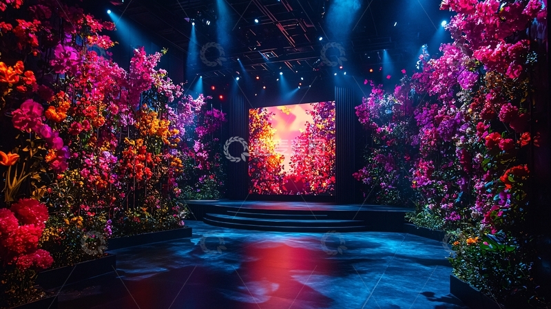 高清大图下载【趣麦麦图】绚丽花卉环绕舞台