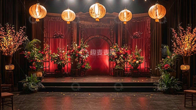 高清大图下载【趣麦麦图】舞台上的中式婚礼装饰