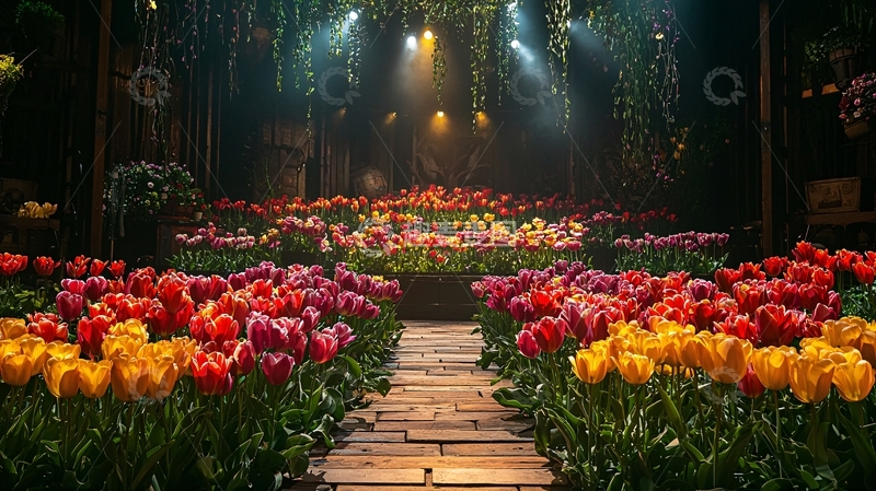 高清大图下载【趣麦麦图】鲜花盛开的花园小径