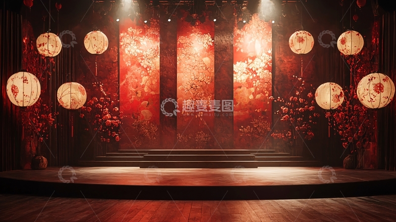高清大图下载【趣麦麦图】红色舞台与灯笼