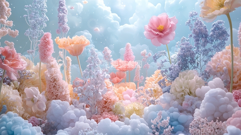 高清大图下载【趣麦麦图】梦幻般的糖果色花朵世界