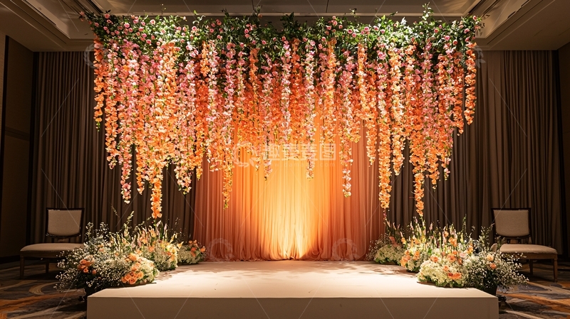 高清大图下载【趣麦麦图】婚礼舞台鲜花瀑布