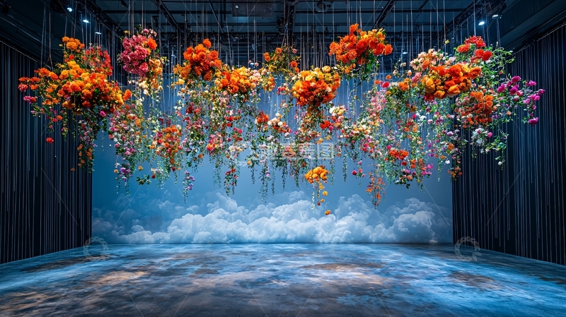 高清大图下载【趣麦麦图】悬挂的彩色花卉装饰