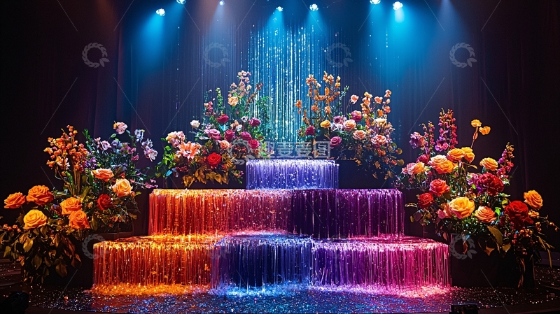 高清大图下载【趣麦麦图】舞台中央的喷泉花坛