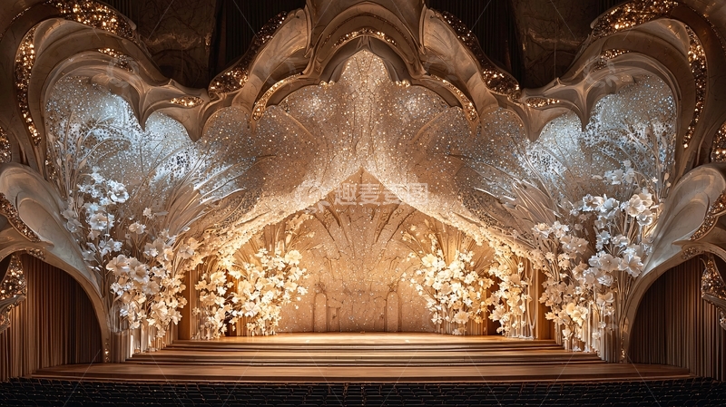 高清大图下载【趣麦麦图】奢华水晶装饰的舞台背景