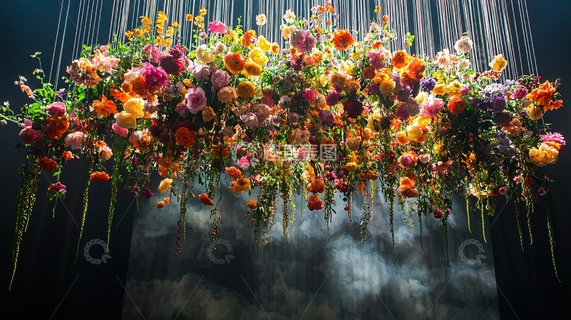 高清大图下载【趣麦麦图】彩色鲜花悬挂装饰