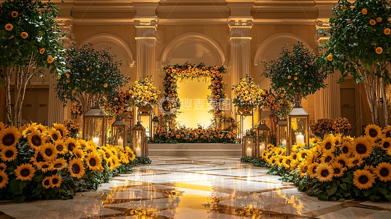 高清大图下载【趣麦麦图】金色向日葵婚礼场景