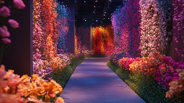五彩缤纷的花墙通道