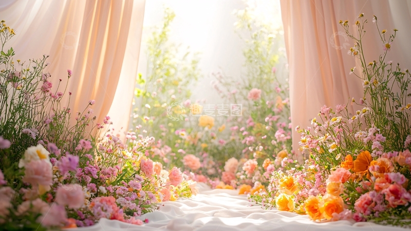 高清大图下载【趣麦麦图】鲜花簇拥的梦幻花园