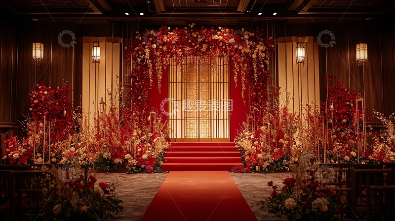 高清大图下载【趣麦麦图】红色主题婚礼背景