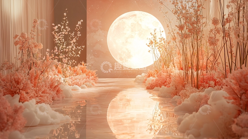 高清大图下载【趣麦麦图】粉色月光下的梦幻场景