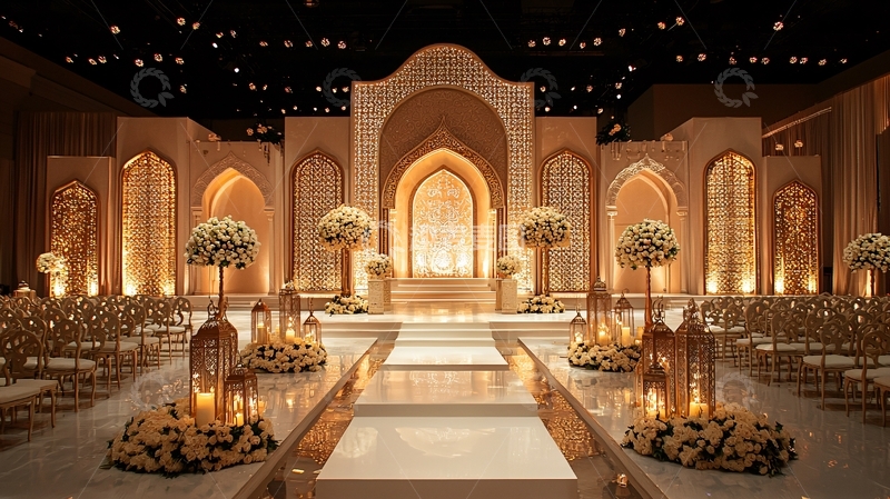 高清大图下载【趣麦麦图】婚礼舞台金色拱门