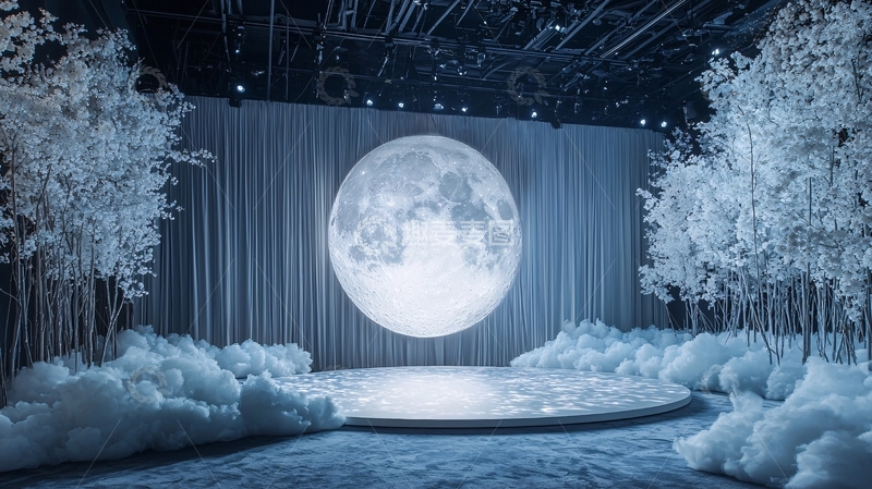 高清大图下载【趣麦麦图】白色梦幻舞台背景
