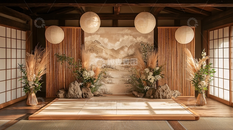 高清大图下载【趣麦麦图】日式简约风舞台背景