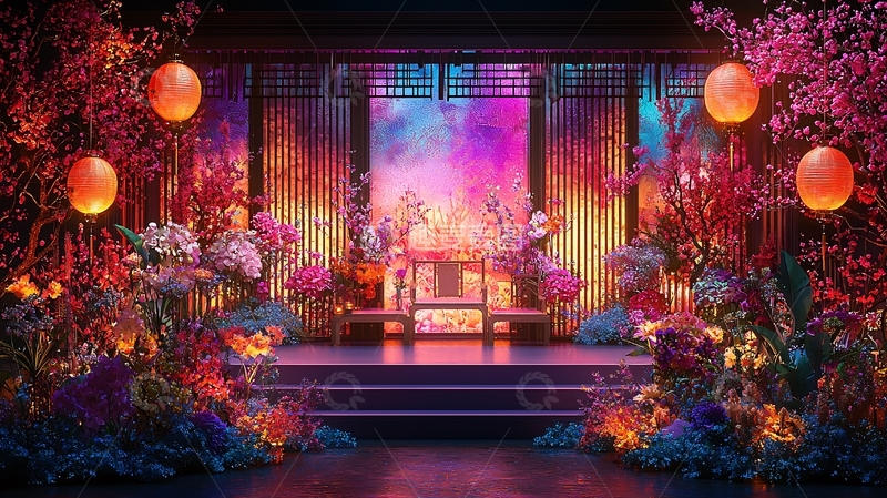 高清大图下载【趣麦麦图】绚丽中国风舞台背景