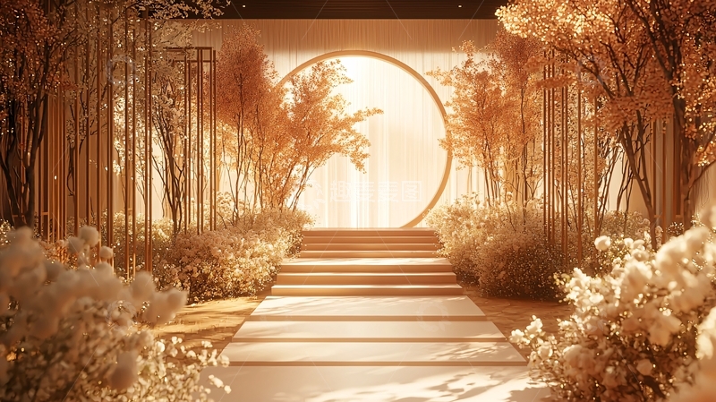 高清大图下载【趣麦麦图】金色竹林圆形门