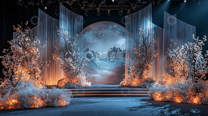 高清大图下载【趣麦麦图】唯美冬季舞台背景
