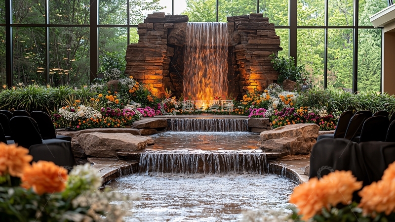 高清大图下载【趣麦麦图】室内瀑布景观