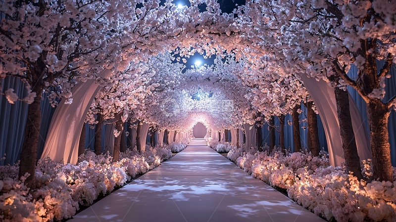 高清大图下载【趣麦麦图】白色花朵隧道