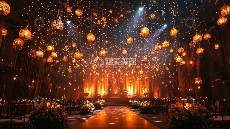 高清大图下载【趣麦麦图】灯笼悬挂在大厅