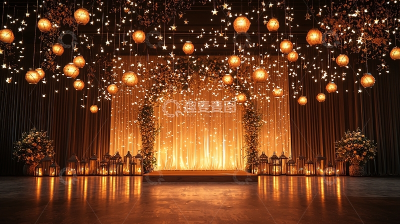 高清大图下载【趣麦麦图】金色灯光婚礼舞台