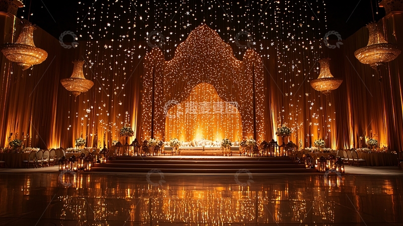 高清大图下载【趣麦麦图】金色奢华舞台背景