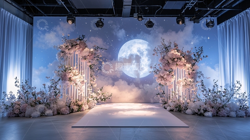 高清大图下载【趣麦麦图】梦幻月亮主题舞台背景