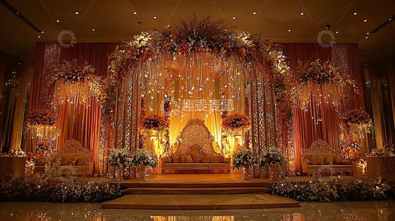 高清大图下载【趣麦麦图】婚礼舞台金色灯光