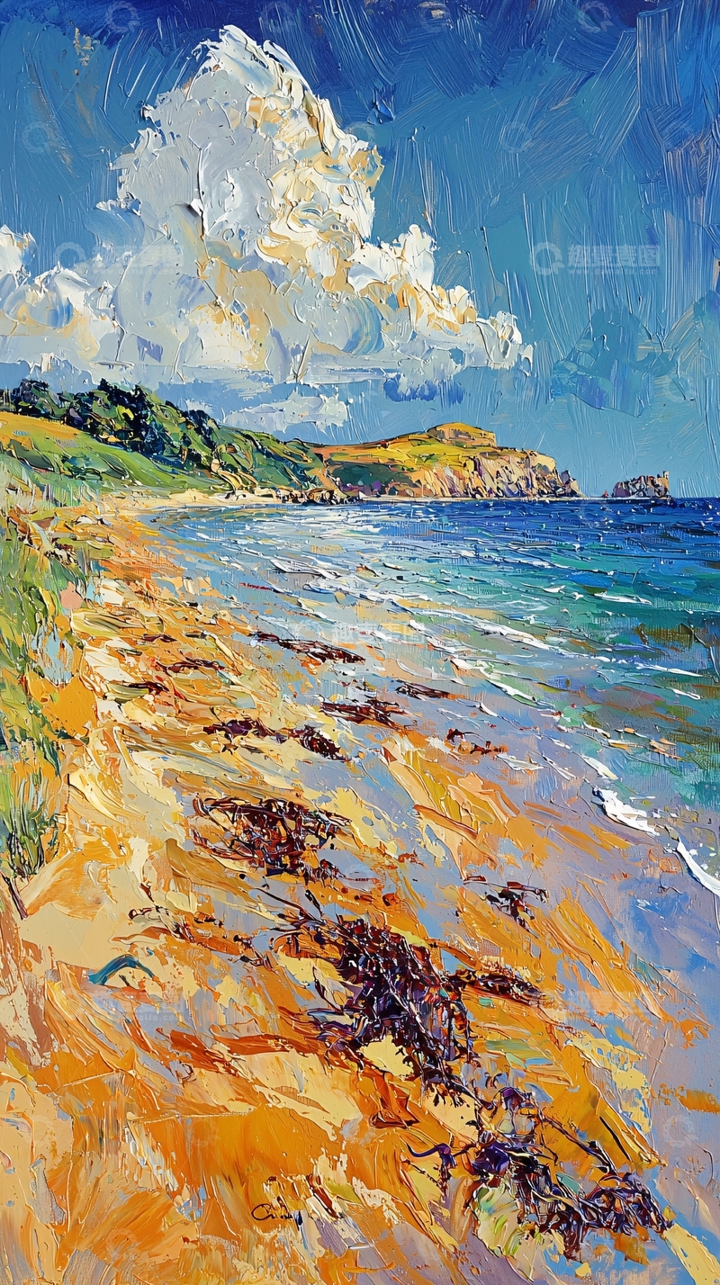 高清大图下载【趣麦麦图】海边油画风景