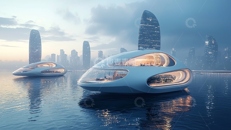 高清大图下载【趣麦麦图】未来水上房屋